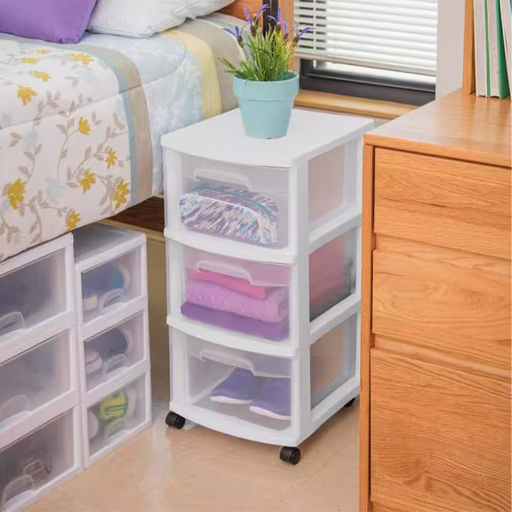 Sterilite Ultra 3 Drawer Plastic Rolling Storage Container (2-Pack)