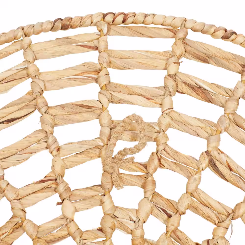 Litton Lane Seagrass Brown Handmade Woven Basket Plate Wall Decor (Set of 3)