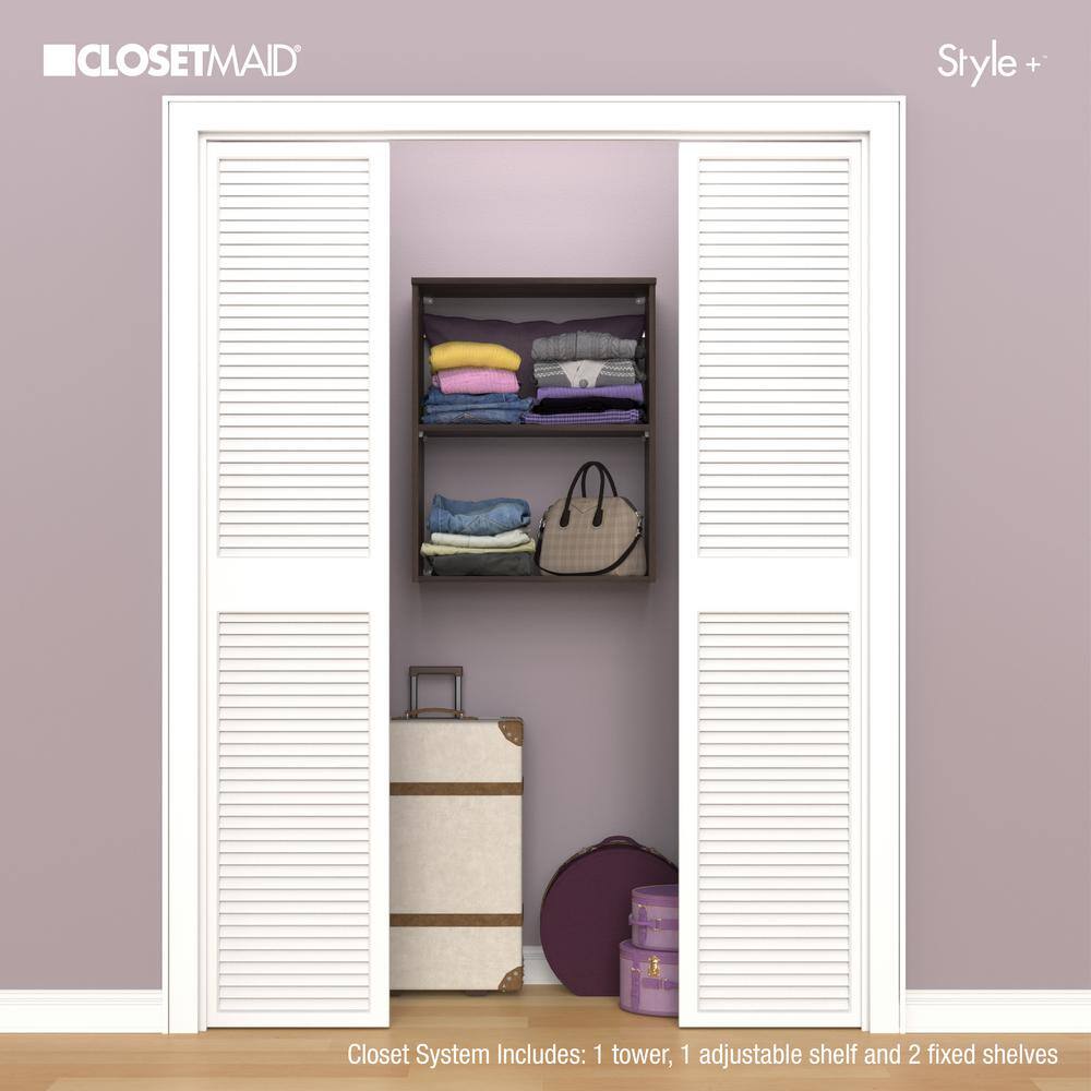 ClosetMaid Style+ 14.59 in. D x 25.12 in. W x 31.28 in. H Modern Walnut Wood Closet System Hanging Tower