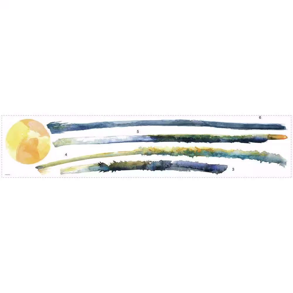 RoomMates 5 in. W x 19 in. H Watercolor Palm Trees 14-Piece Peel and Stick Giant Wall Decal