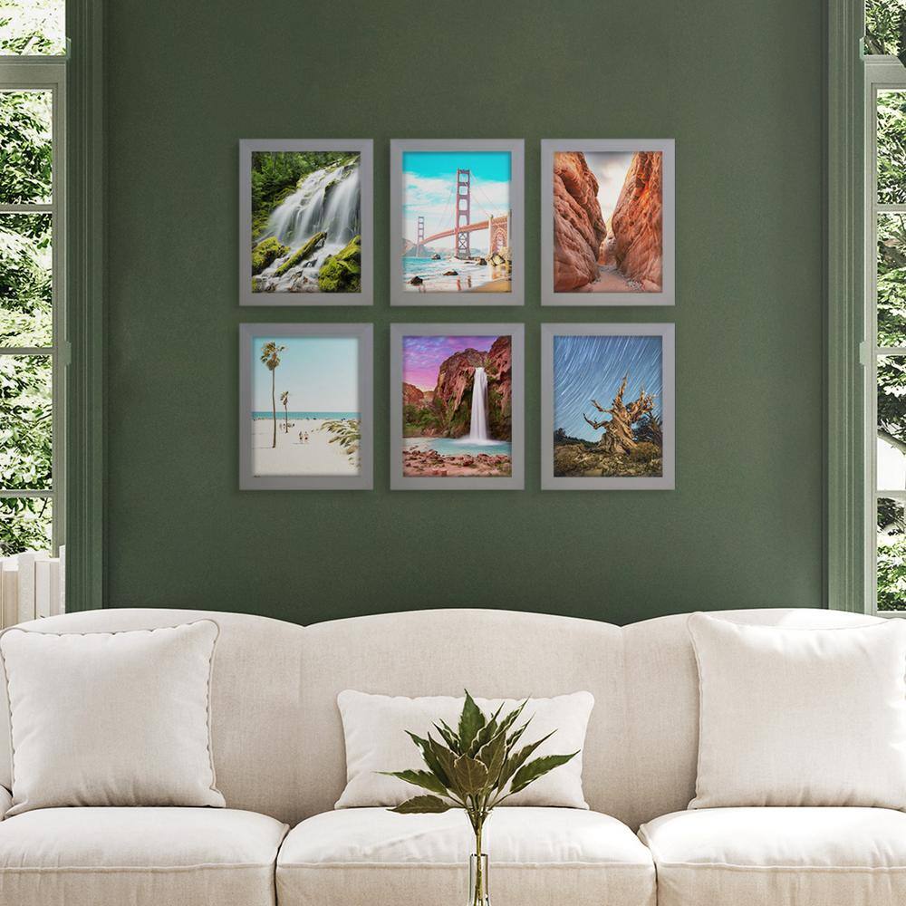 None Textured 8 in. x 10 in. Gray Picture Frame (Set of 6)