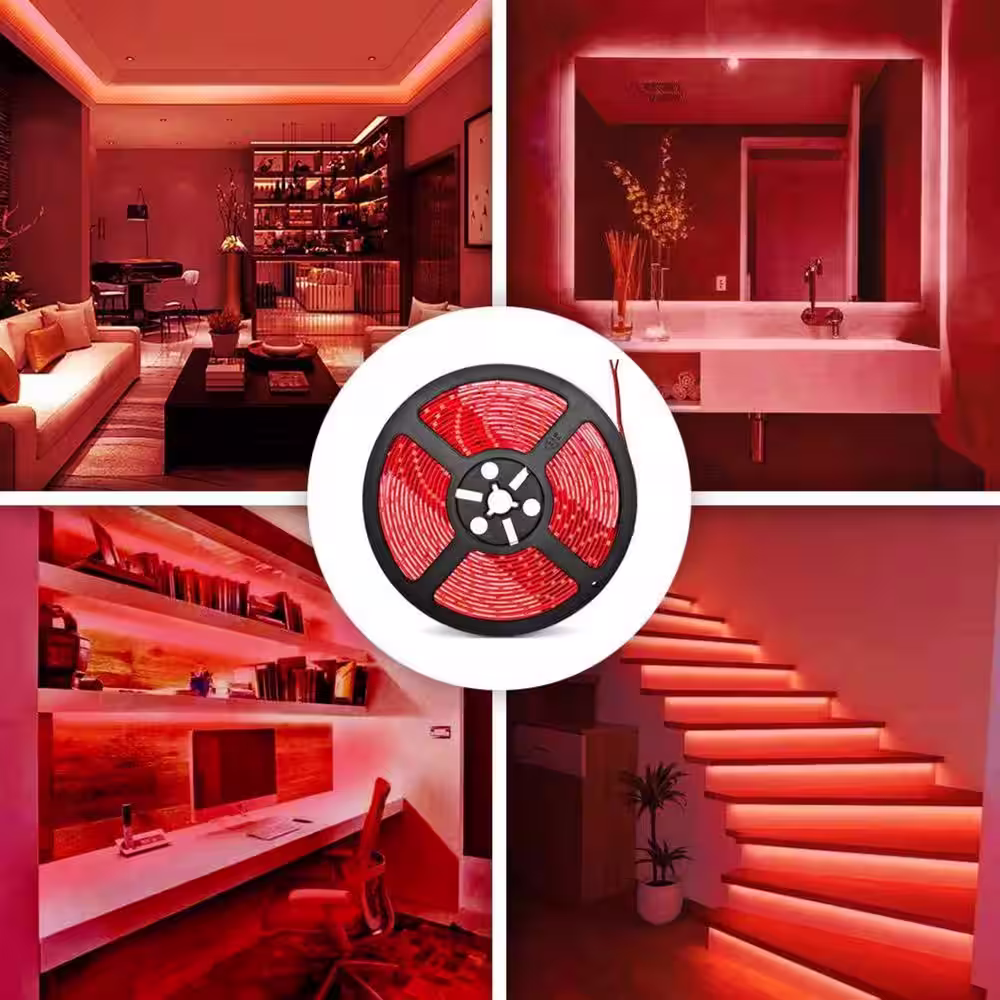 BLUEX BULBS Hardwired 32.8 ft. Red Strip Lights