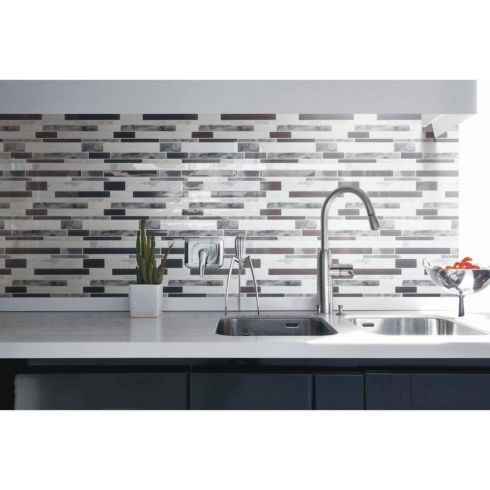 Inoxia SpeedTiles Ice Gray and White 11.97 in. x 10.55 in. x 5 mm Glass and Stone Self-Adhesive Wall Mosaic Tile (5.26 sq.ft./Case)