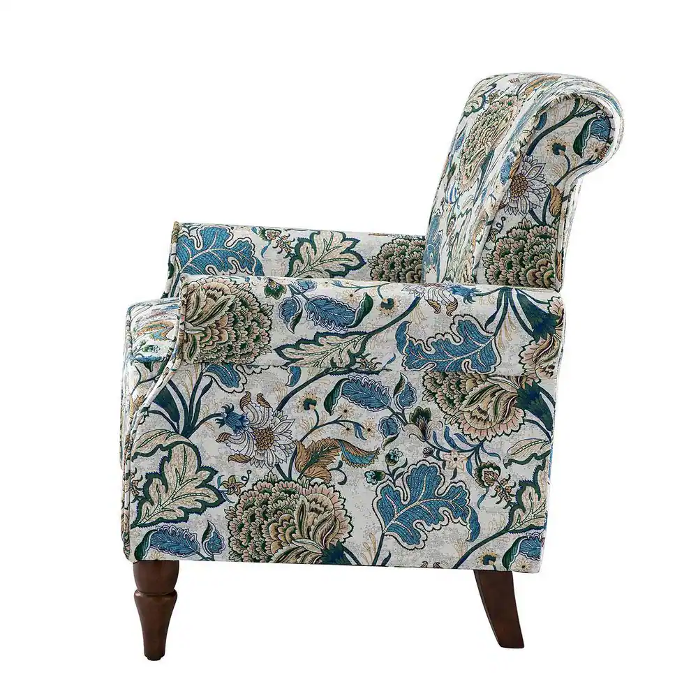 JAYDEN CREATION Auria Contemporary Green Polyester Armchair with Nailhead Trim and Turned Legs (Set of 2)