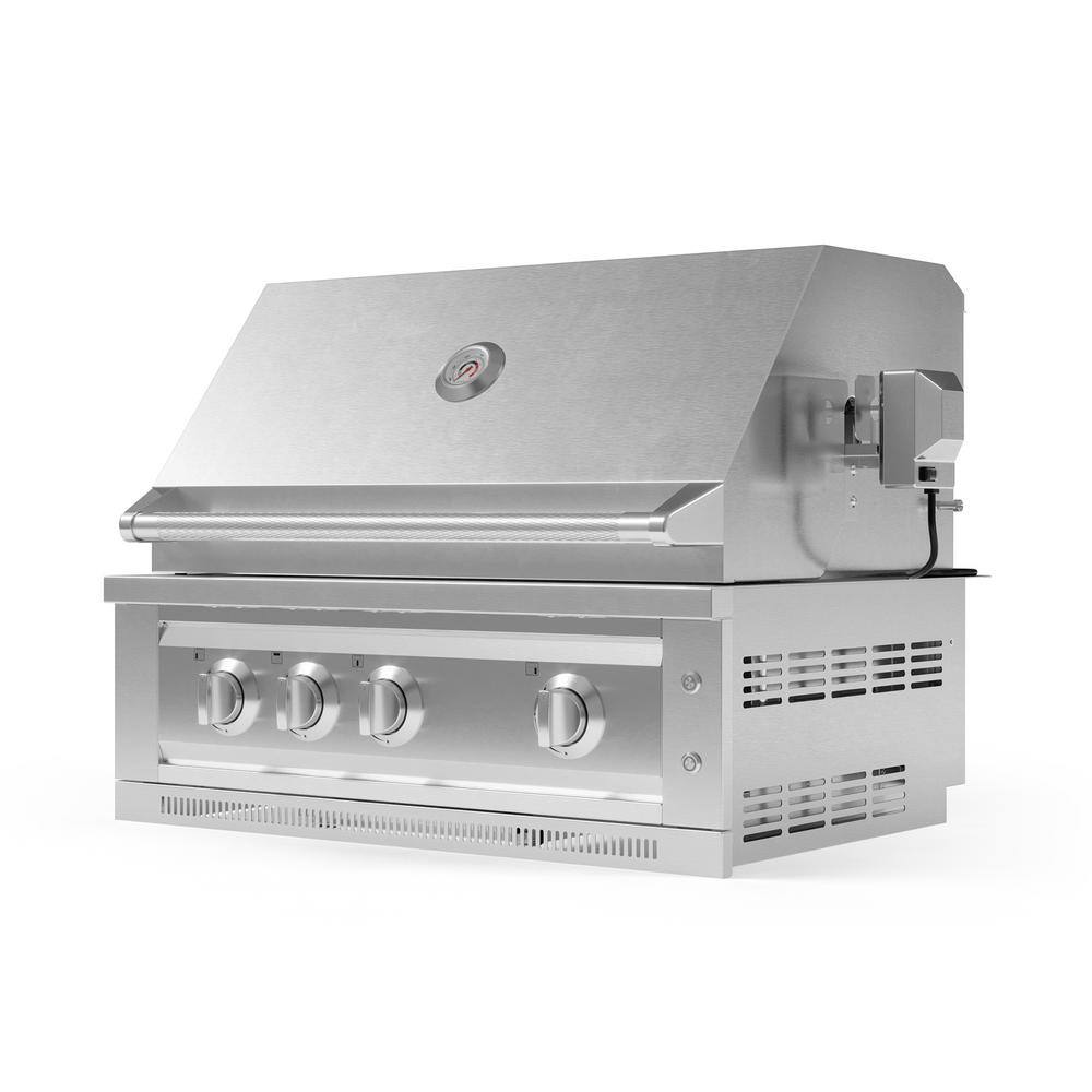 NewAge Products Outdoor Kitchen 33 in. Propane Gas 4-Burners Stainless Steel Grill Cart with Platinum Grill