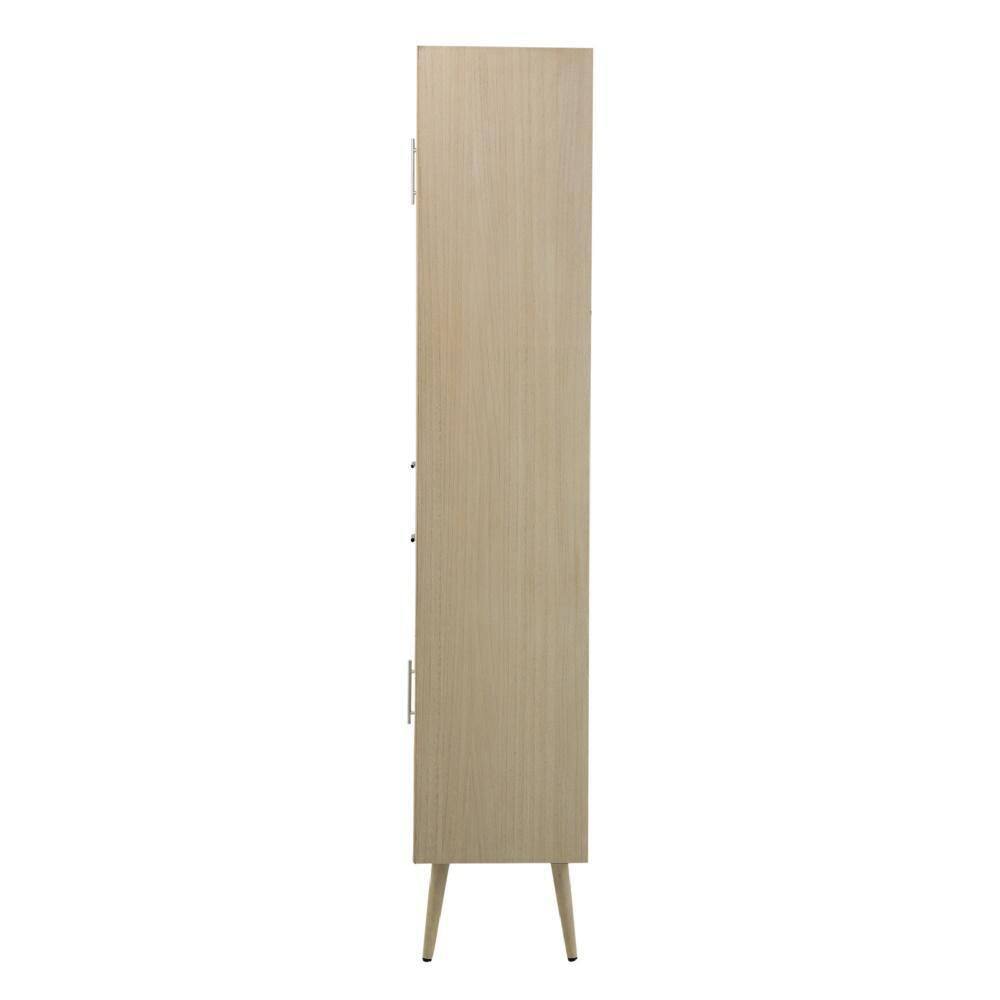 None Beige Wooden Accent Cabinet 14.6 in. L x 35.4 in. W x 74.4 in. H