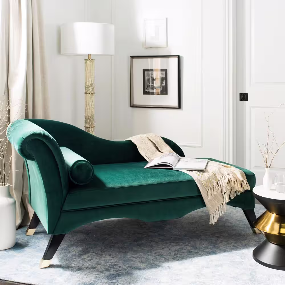 SAFAVIEH Caiden Dark Green/Black Chaise Lounge