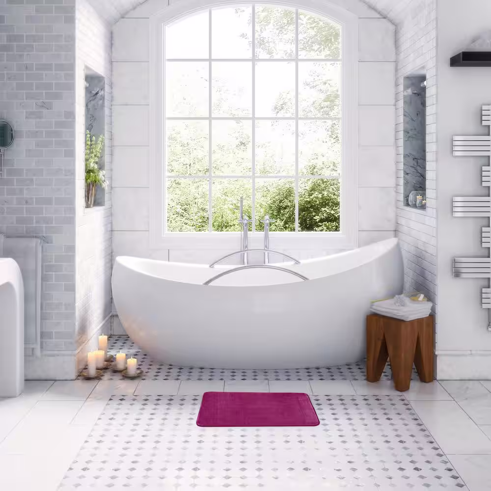 None Bath Rug Purple 18 in. x 30 in. Microfiber Non Slip Backing Bath Mat
