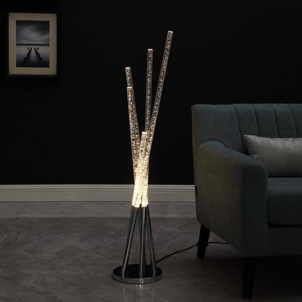 ORE International Carina Stix 48.75 in. Silver Chrome Metal Floor Lamp