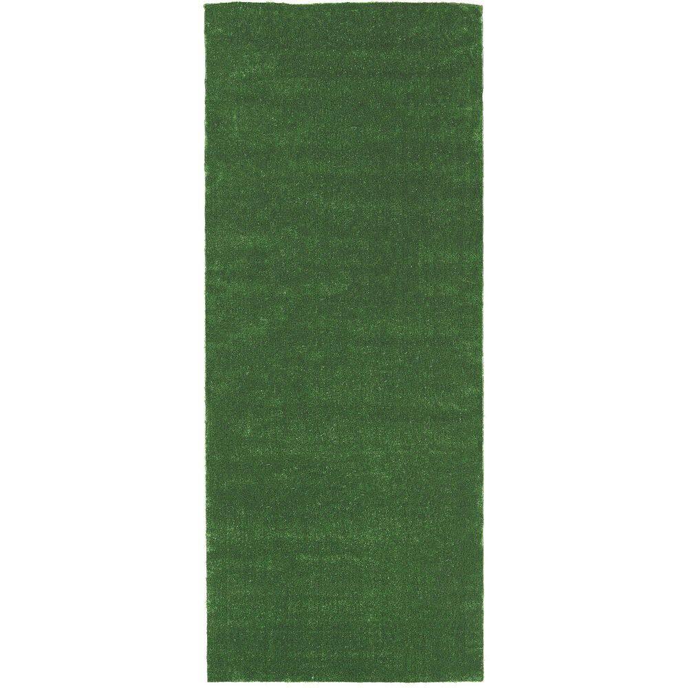 Sweet Home Stores Meadowland Collection Waterproof Solid Indoor/Outdoor 7 ft. x 20 ft. Green Artificial Grass Runner Rug