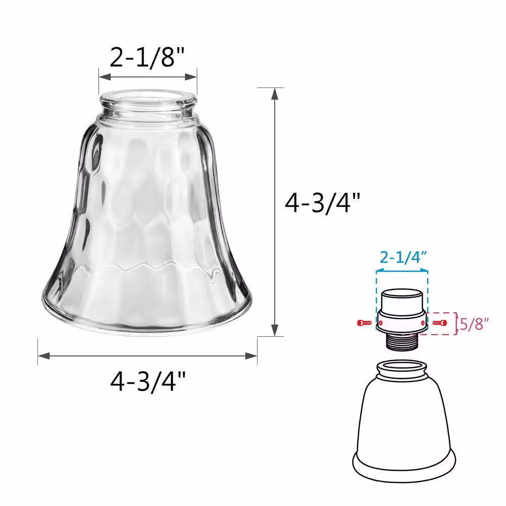 Aspen Creative Corporation 4-5/8 in. Clear Ceiling Fan Replacement Glass Shade (4-Pack)