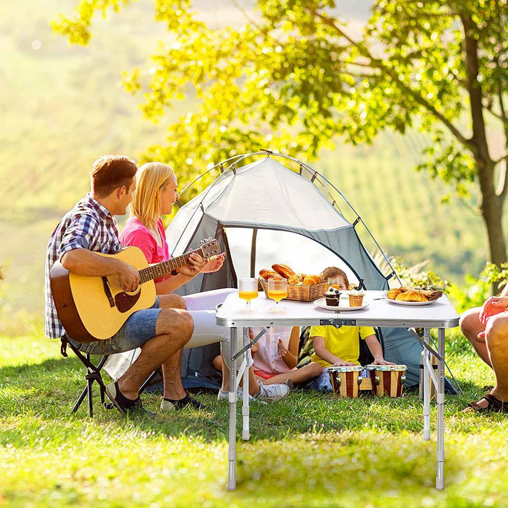None 26 in. H Rectangle Aluminum Folding Portable Outdoor Picnic Table