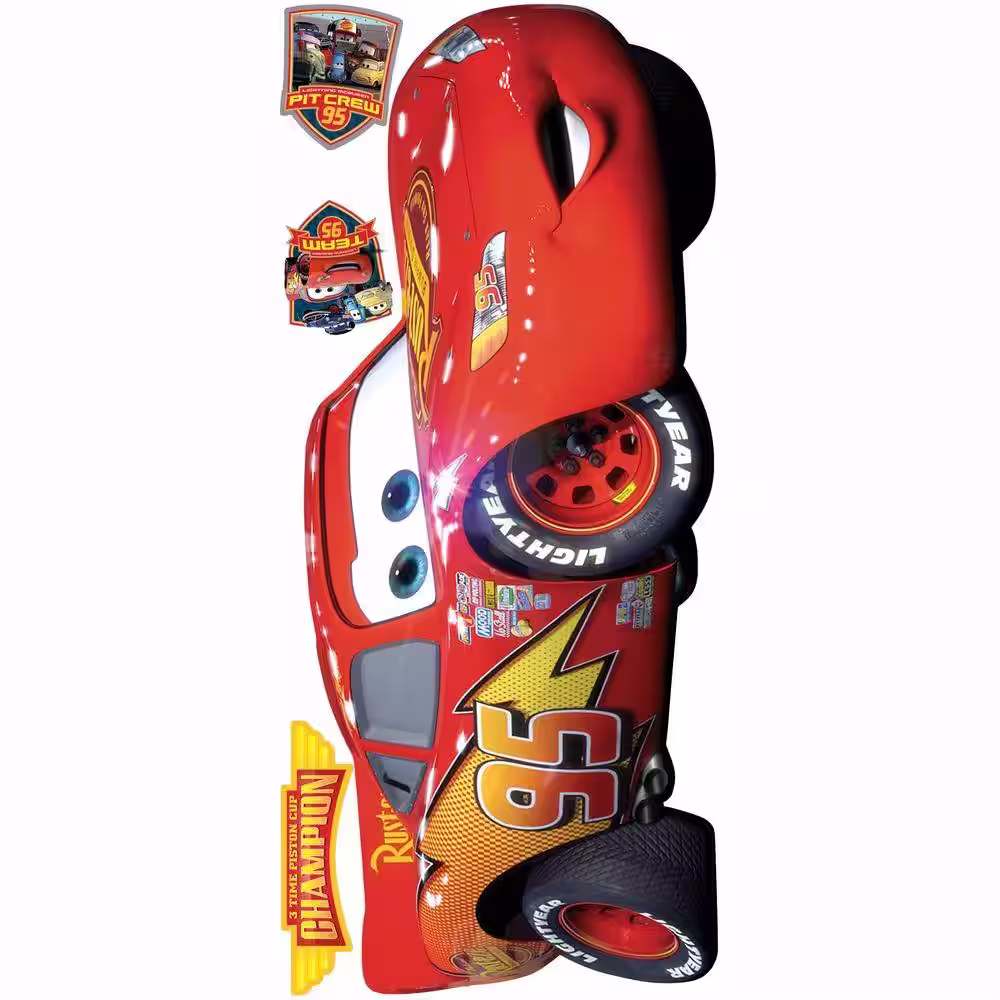 RoomMates 5 in. x 19 in. Cars Lightening McQueen 4-Piece Peel and Stick Giant Wall Decal