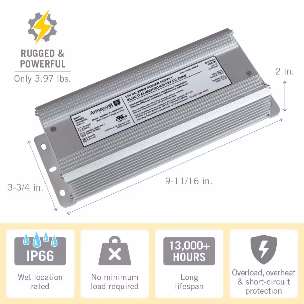 Armacost Lighting 200-Watt Standard 12-Volt DC LED Transformer