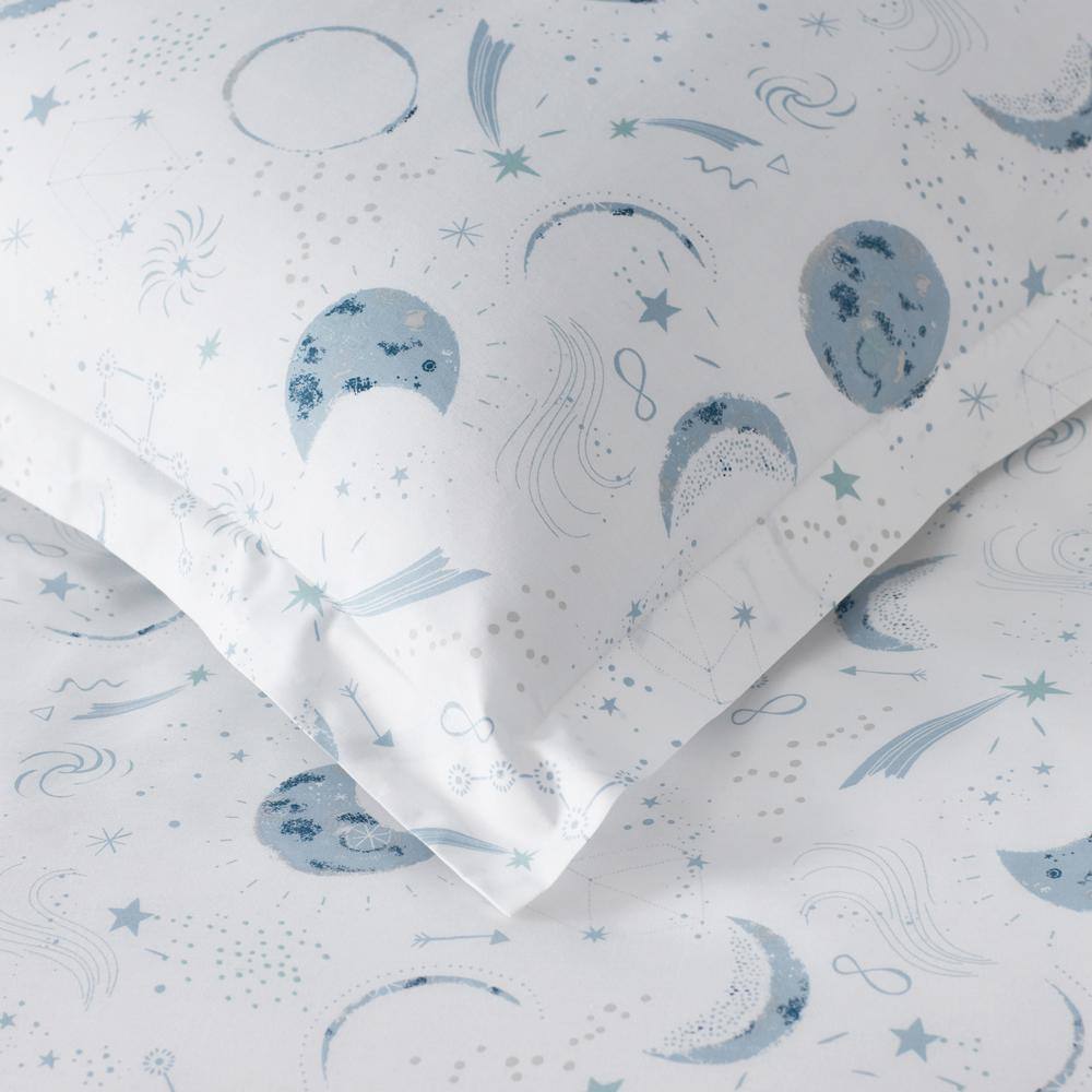 Company Kids by The Company Store Company Kids Night Sky Blue Multi Organic Cotton Percale Standard Pillowcase (Set of 2)