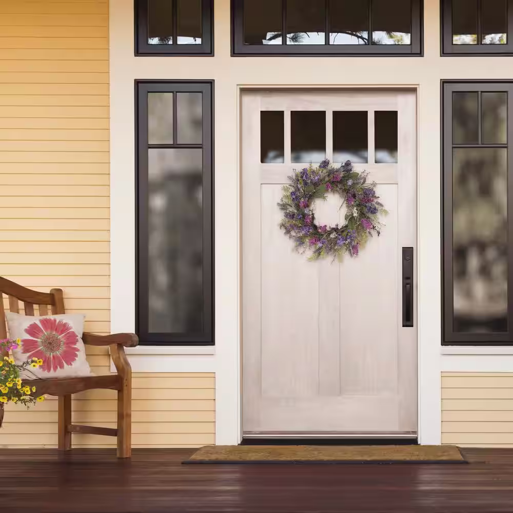 Puleo International 24 in. Artificial Lavender Floral Spring Wreath
