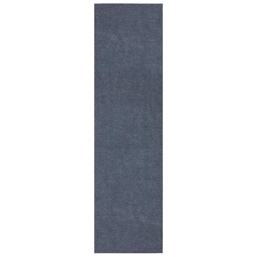 Sweet Home Stores Ribbed Waterproof Non-Slip Rubber Back Solid Runner Rug 2 ft. W x 16 ft. L Gray Polyester Garage Flooring
