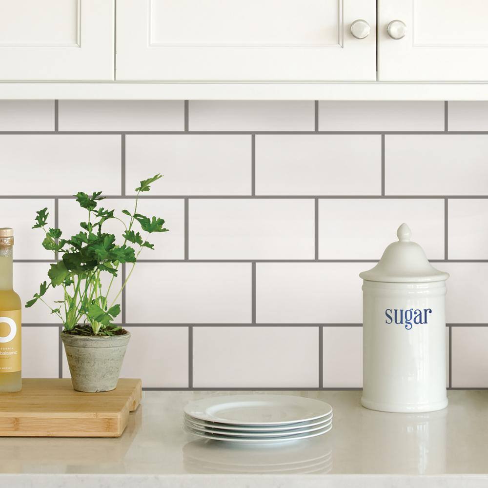 InHome Avignon 10 in. x 10 in. Black Peel and Stick Backsplash Tiles
