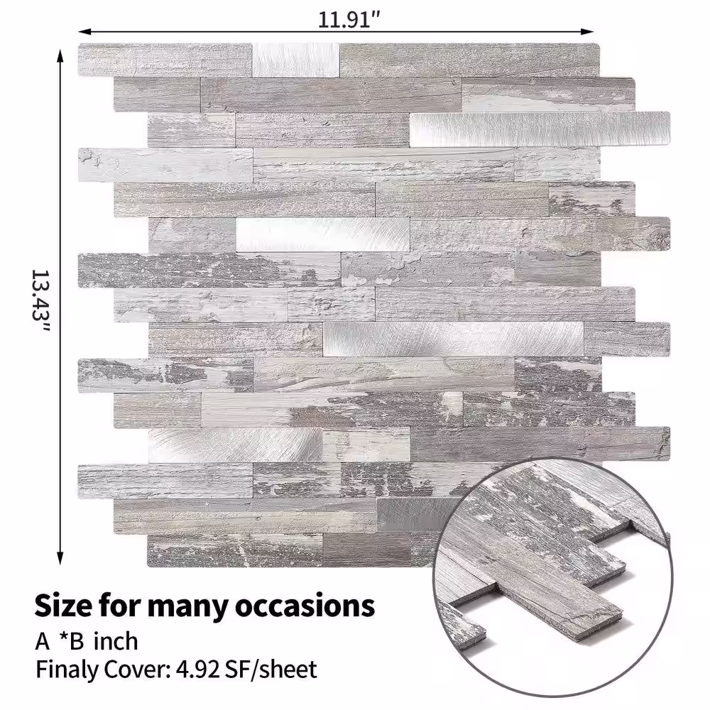 None Marble Collection Light Rustic 12 in. x 12 in. PVC Peel and Stick Tile (5 sq. ft./5-Sheets)