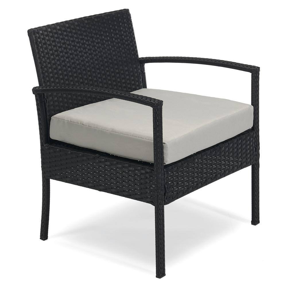 JUSKYS Black 6-Piece Wicker Outdoor Bistro Set with Gray Cushion