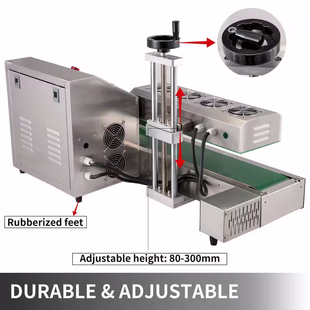 VEVOR Induction Bottle Sealer 110-Volt Continuous Induction Sealer Silver Lx-6000 For Cap Diameter 0.8 in. to 3.1 in.