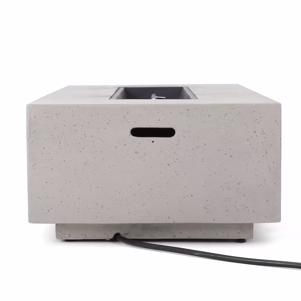 Noble House Mayfair Light Gray Rectangular Stone Fire Pit (No Tank Holder)
