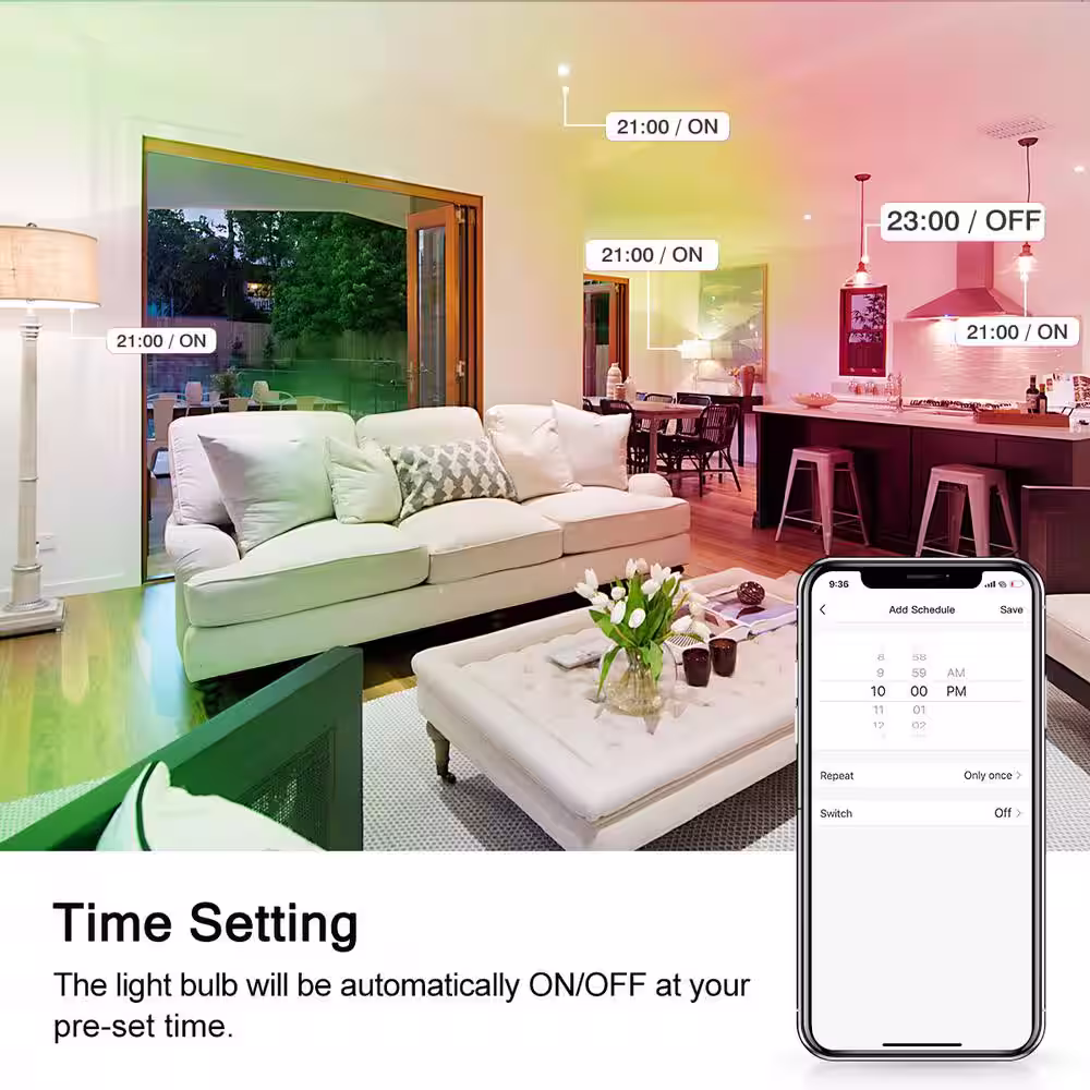 YANSUN 100W Equivalent LED RGB Color Changing 2700K-6000K WiFi Smart Light Blub (1-Pack)