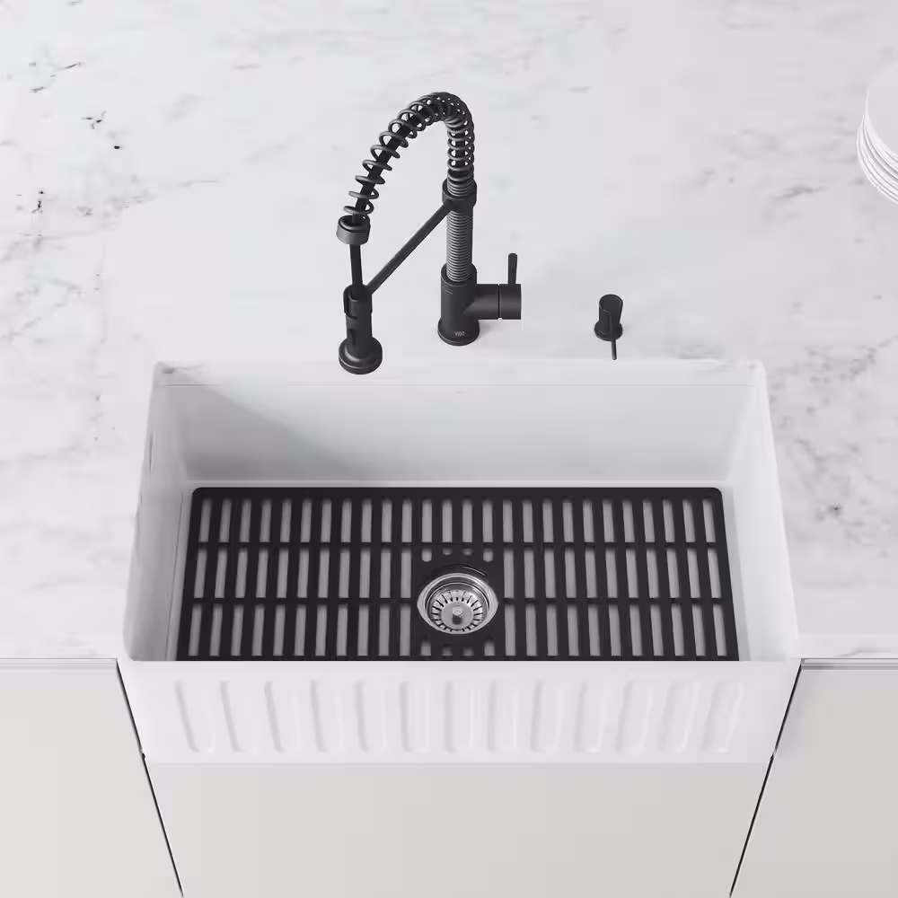 VIGO 30 in. x 15 in. Silicone Bottom Grid for 33 in. Single Bowl Kitchen Sink in Black