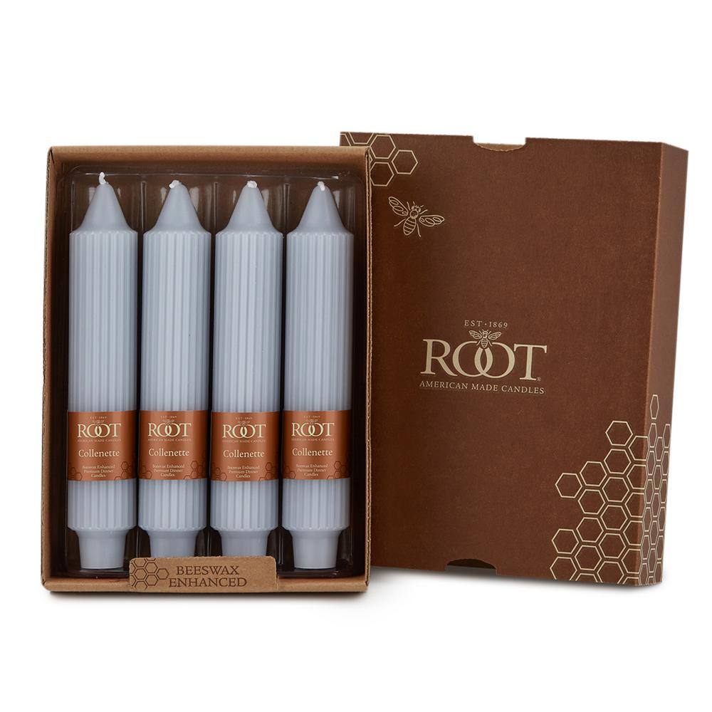 ROOT CANDLES Grecian Collenette 7 in. Platinum Unscented Taper Candle (Set of 4)