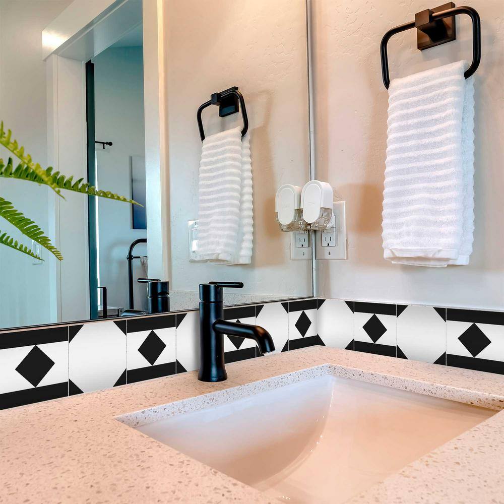 None Black B81 5 in. x 5 in. Vinyl Peel and Stick Tile (24-Tiles, 4.17 sq. ft./Pack)