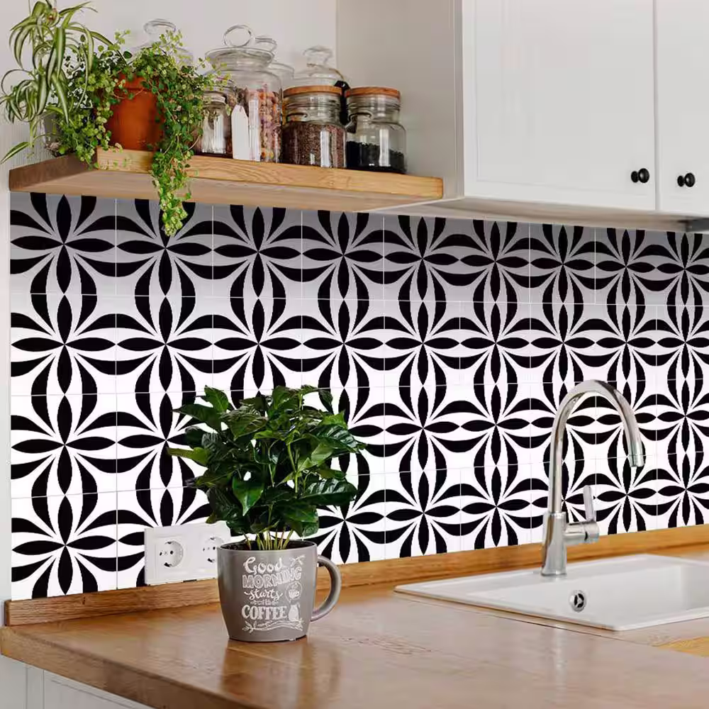None Black B27 6 in. x 6 in. Vinyl Peel and Stick Tile (24 Tiles, 6 sq. ft./Pack)