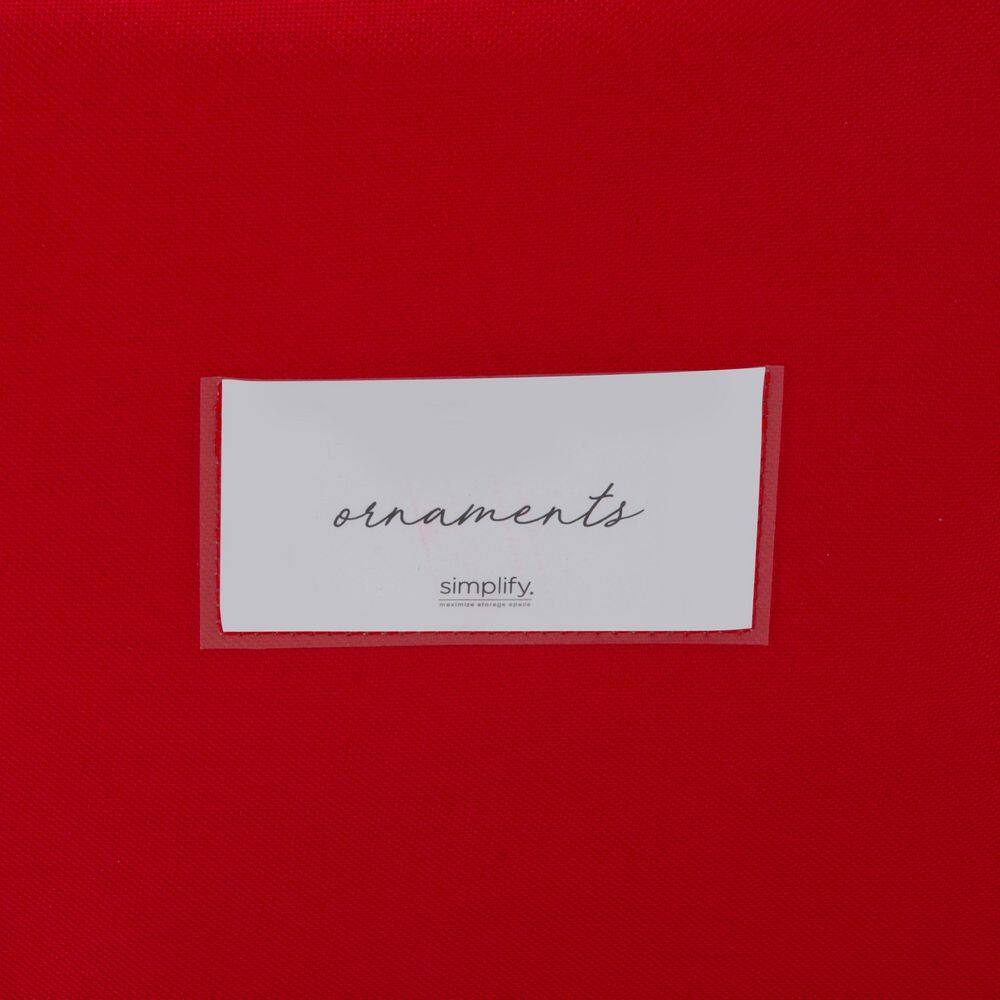 Simplify 11.81 in. D x 11.81 in. W x 11.81 in. H Red Plastic 64 Count Stackable Cube Storage Bin Christmas Ornament Storage Box