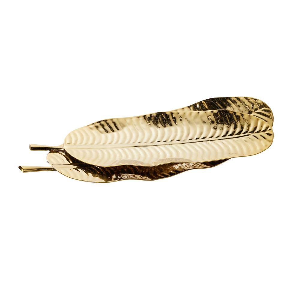 Novogratz Gold Metal Leaf Decorative Tray (Set of 2)