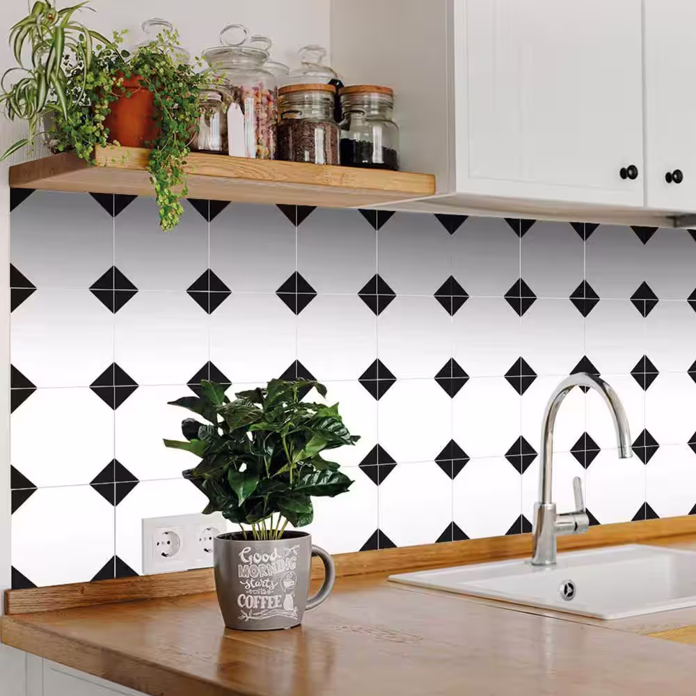None Black B77 5 in. x 5 in. Vinyl Peel and Stick Tile (24-Tiles, 4.17 sq. ft./Pack)