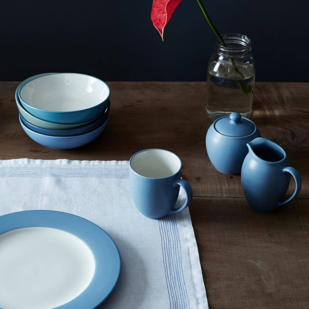 Noritake Colorwave Ice Light Blue Stoneware Rim Dinner Plate 11 in. (Set of 4)