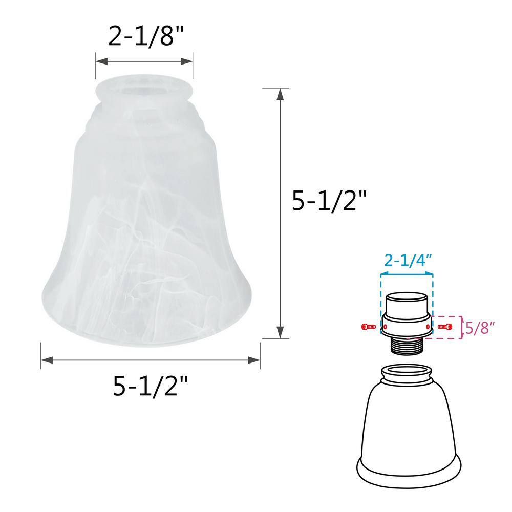 None 5-1/2 in. Alabaster Bell Ceiling Fan Replacement Glass Shade (4-Pack)