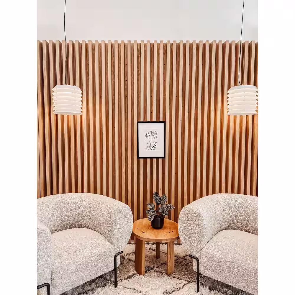 Ejoy 106 in. x 6 in x 0.5 in. Solid Wood Wall 7 Grid Cladding Siding Board in Light Oak Color (Set of 4-Piece)