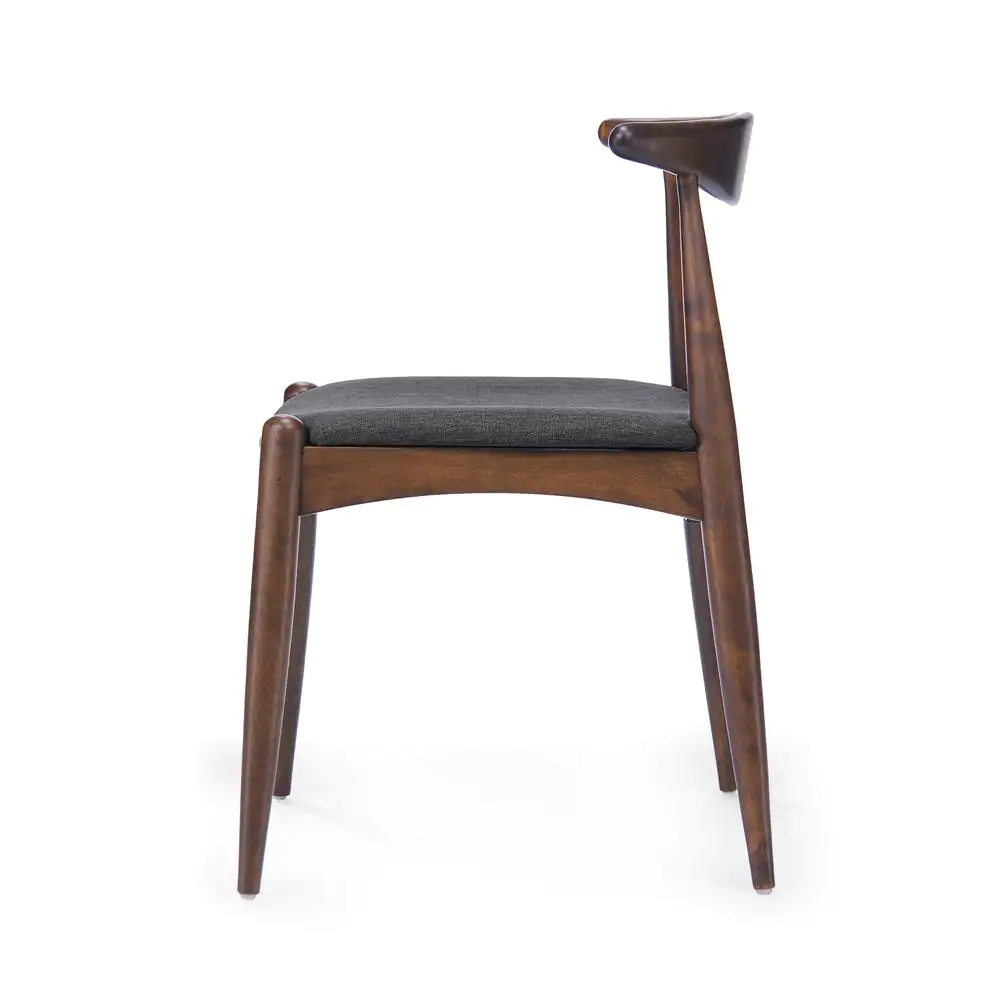 None Francie Charcoal and Walnut Upholstered Dining Chairs (Set of 2)