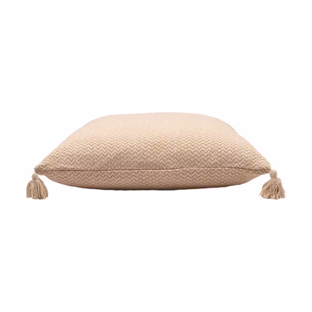 LR Home Thick Chevron Beige Geometric Hypoallergenic Polyester 30 in. x 30 in. Throw Pillow