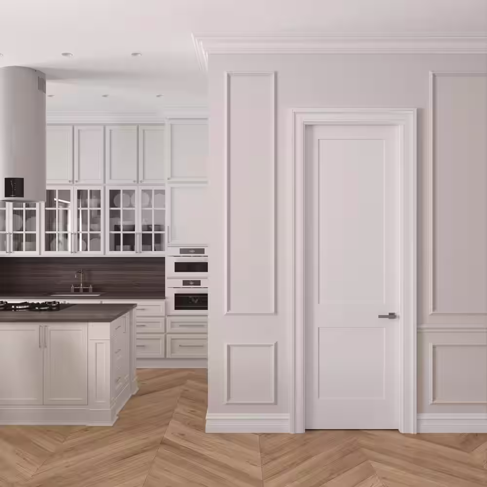 None 18 in. x 96 in. Right-Handed Solid Core Primed White Composite Single Prehung Interior Door Black Hinges