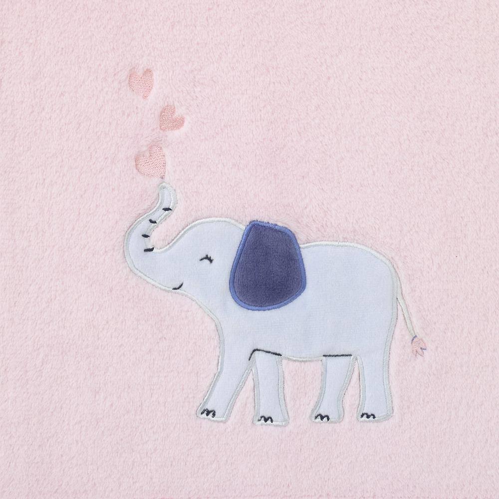 CARTER'S Sweet Floral Elephants Pink and Grey Polyester Super Soft Baby Blanket