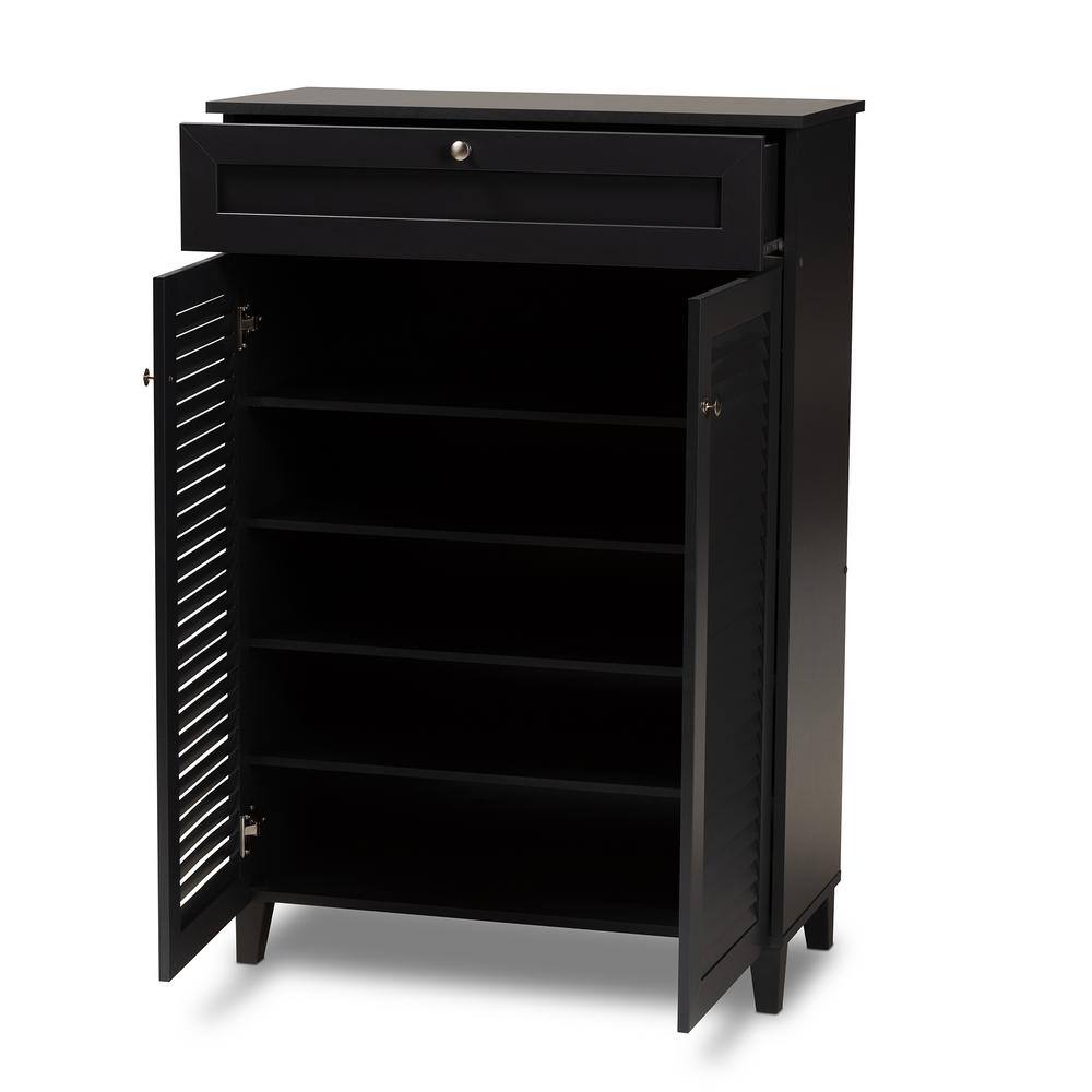 Baxton Studio 45.25 in. H x 30.75 in. W Gray Wood Shoe Storage Cabinet