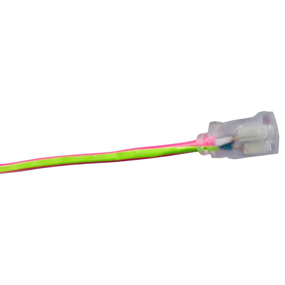 Southwire 50 ft. 12/3 SJTW Hi-Visbility Multi-Color Outdoor Heavy-Duty Extension Cord with Power Light Plug