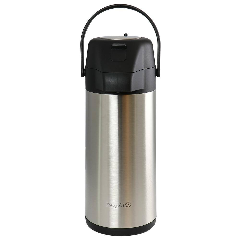 MegaChef 12 Cup Silver Stainless Steel Vacuum Body Pump Cap Air Pot