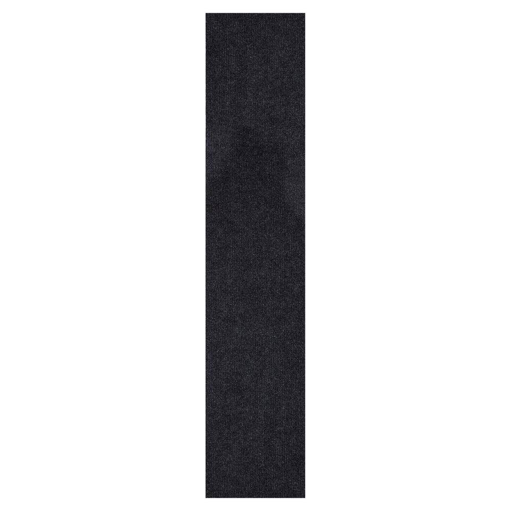 Sweet Home Stores Ribbed Waterproof Non-Slip Rubberback Runner Rug 2 ft. 7 in. W x 20 ft. L Black Polyester Garage Flooring