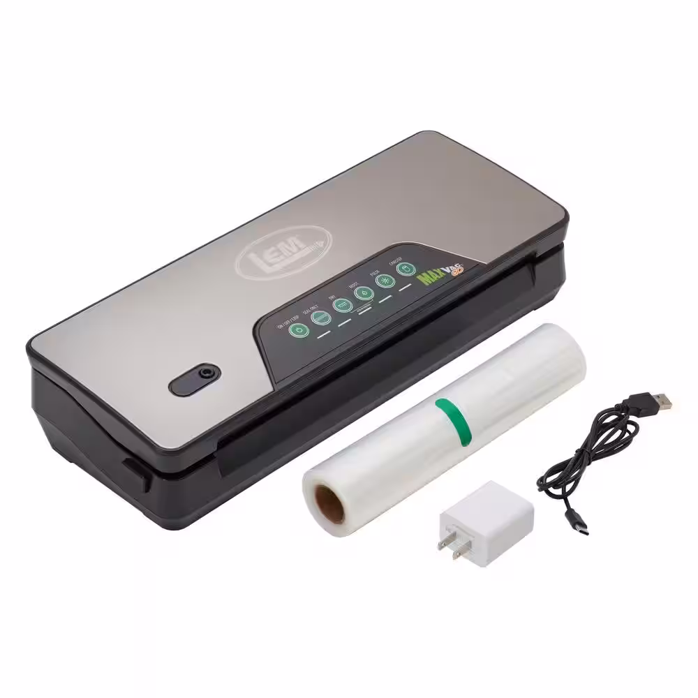 LEM MaxVac Go Stainless Steel Cordless Food Vacuum Sealer with Rechargeable Li-Ion Battery