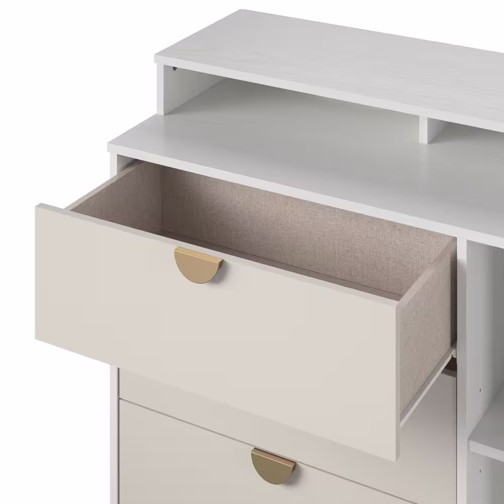 Novogratz Paris Hilton X The Kelly 37.20 in. H x 71.79 in. W White Wood Drawer