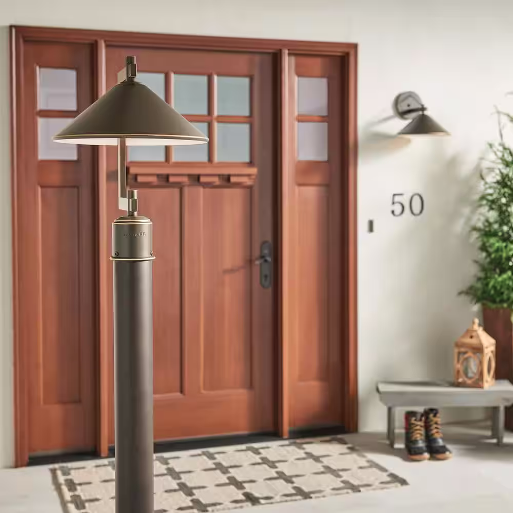 KICHLER Ripley 1-Light Olde Bronze Aluminum Hardwired Waterproof Outdoor Post Light with No Bulbs Included (1-Pack)