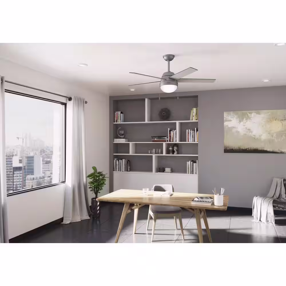 Hunter Anslee 52 in. LED Indoor Matte Silver Ceiling Fan with Light Kit