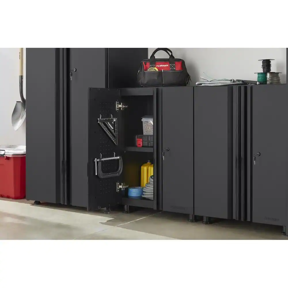 Husky Regular Duty Welded 24-Gauge Steel 2-Door Garage Base Cabinet in Black (24 in. W x 33 in. H x 16 in. D)